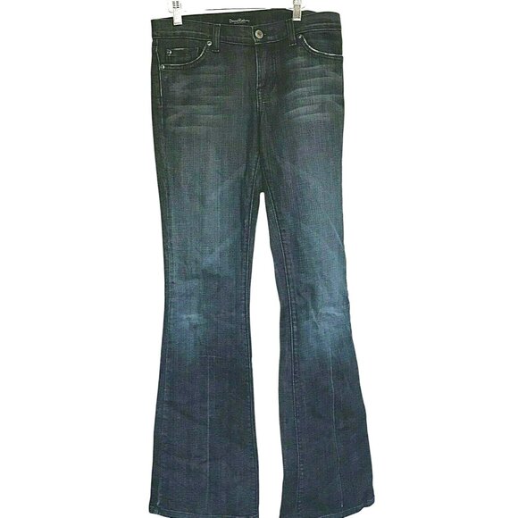 David Kahn Jeans Women's Bootcut Size 27 Dark Wash Blue Distressed Denim - Picture 1 of 11